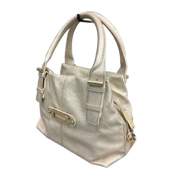 Jimmy Choo (Authentic) Tulita Champagne Gold Leather Buckle Satchel Handbag VGUC - Picture 2 of 12